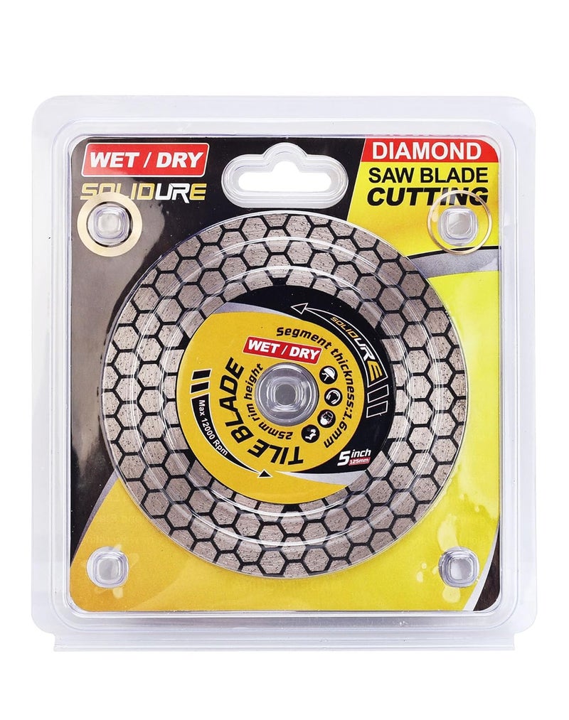 solidure 5“ Grinding Tile Blade Porcelain Diamond Blade Cutting and Grinding for Granite Marble Porcelain Tiles - Image 1